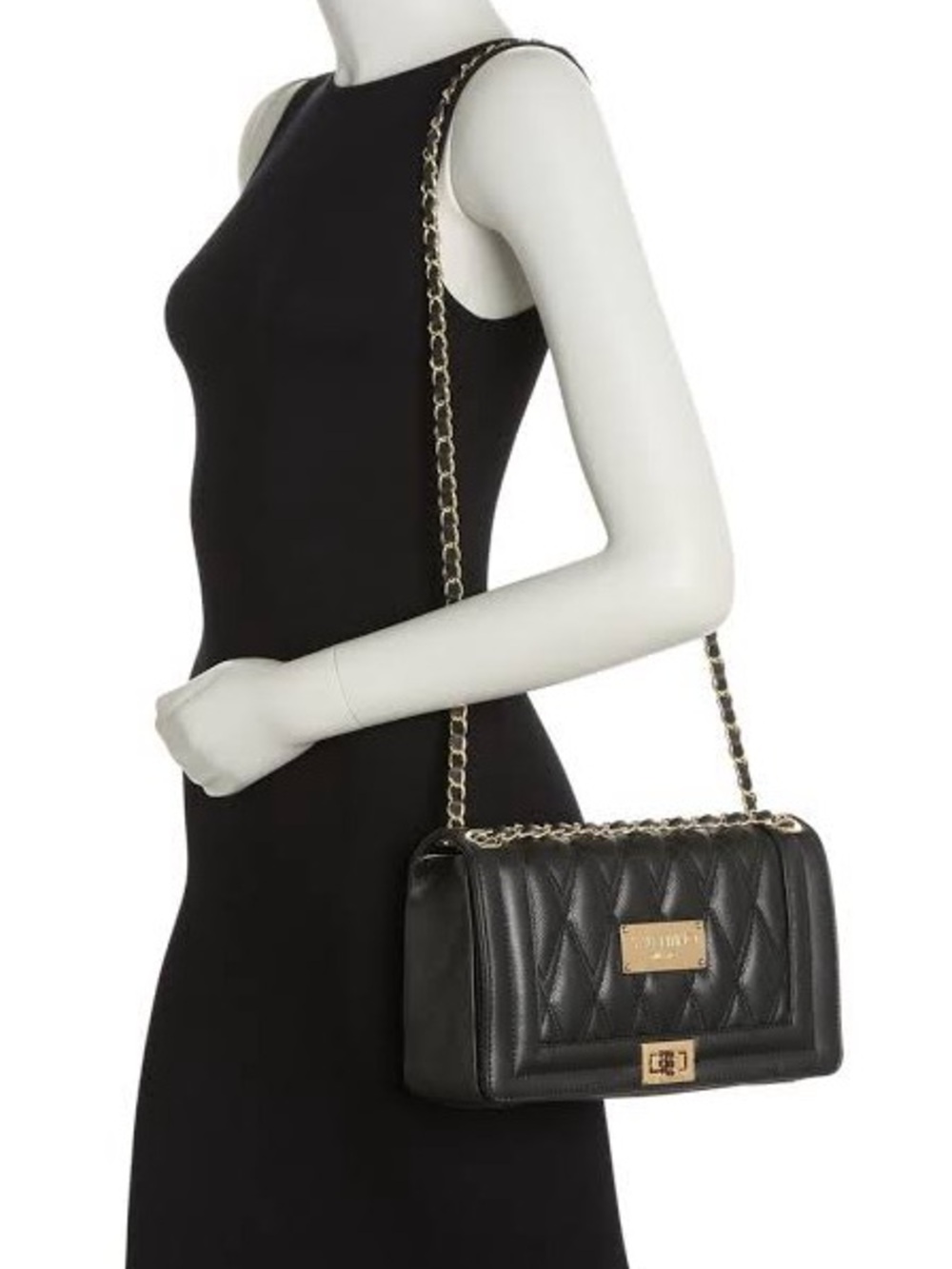 Quilted Black Leather Chain Shoulder Bag